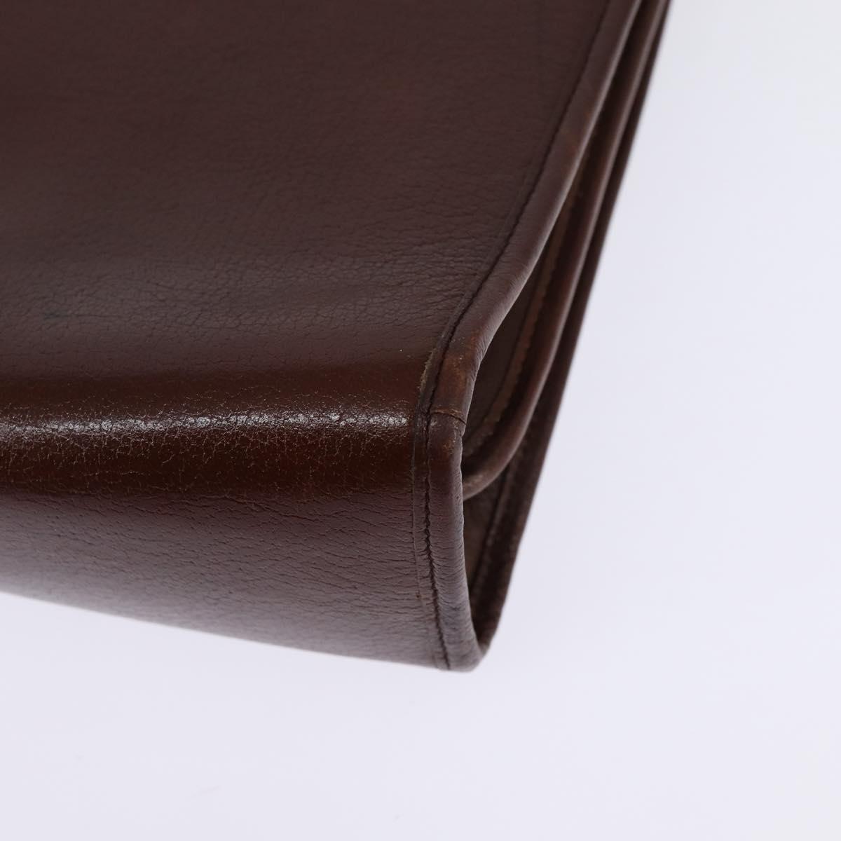 Christian Dior Shoulder Bag Leather Brown Gold Auth bs30166