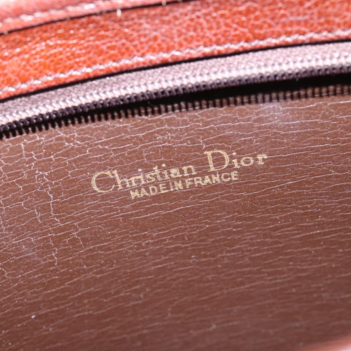 Christian Dior Shoulder Bag Leather Brown Gold Auth bs30166