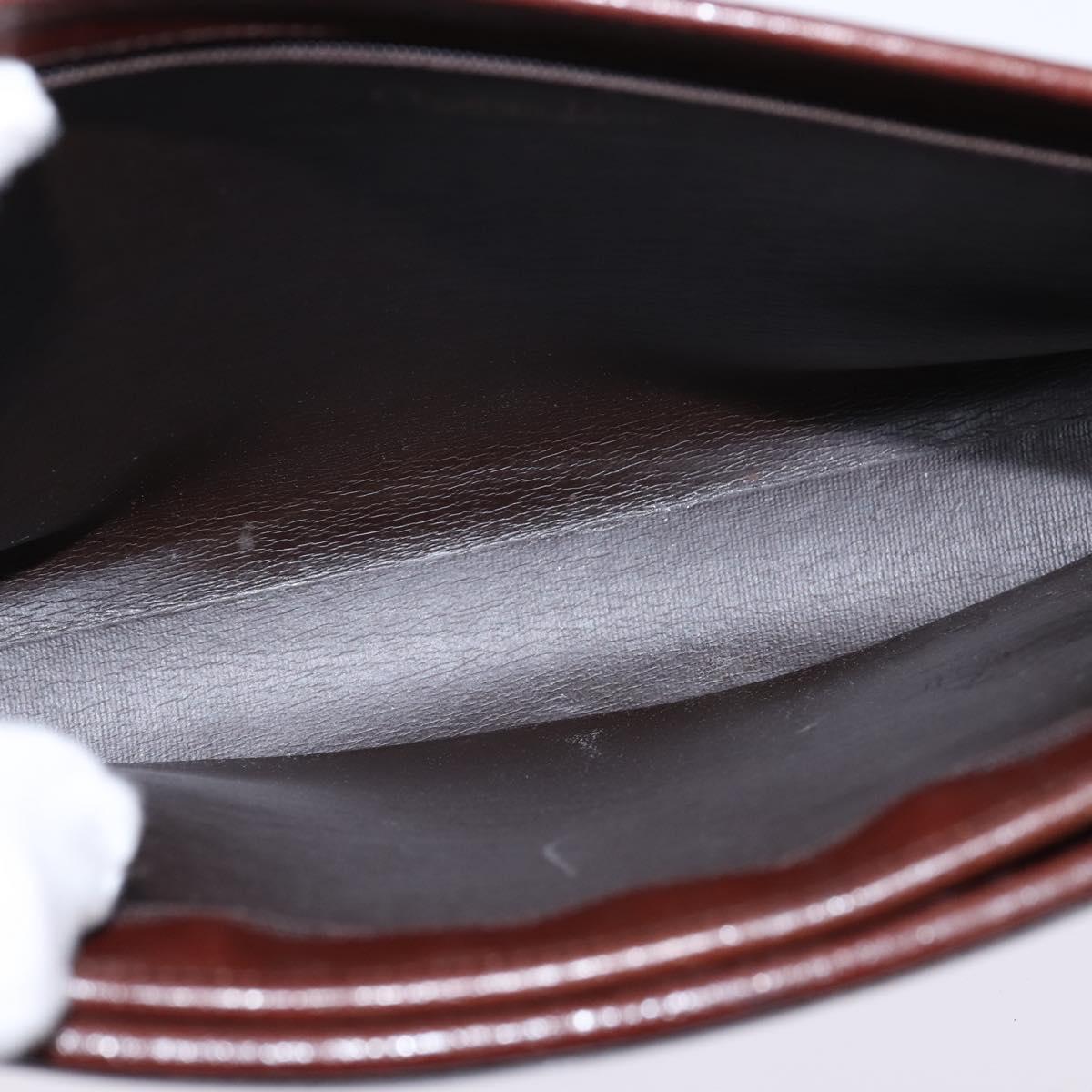 Christian Dior Shoulder Bag Leather Brown Gold Auth bs30166