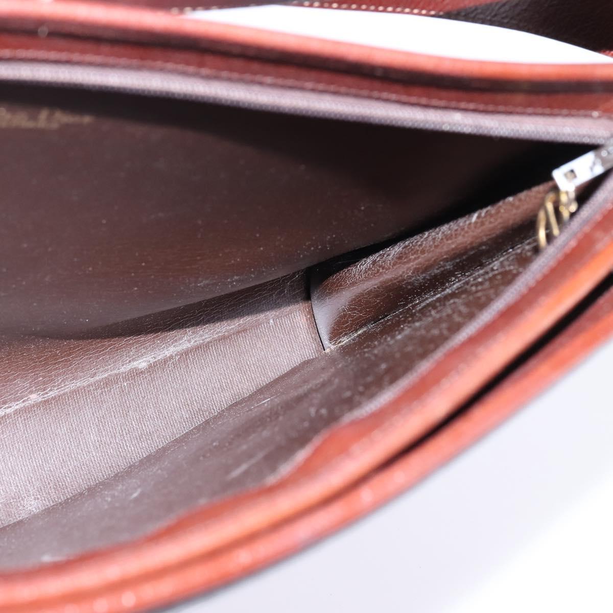 Christian Dior Shoulder Bag Leather Brown Gold Auth bs30166