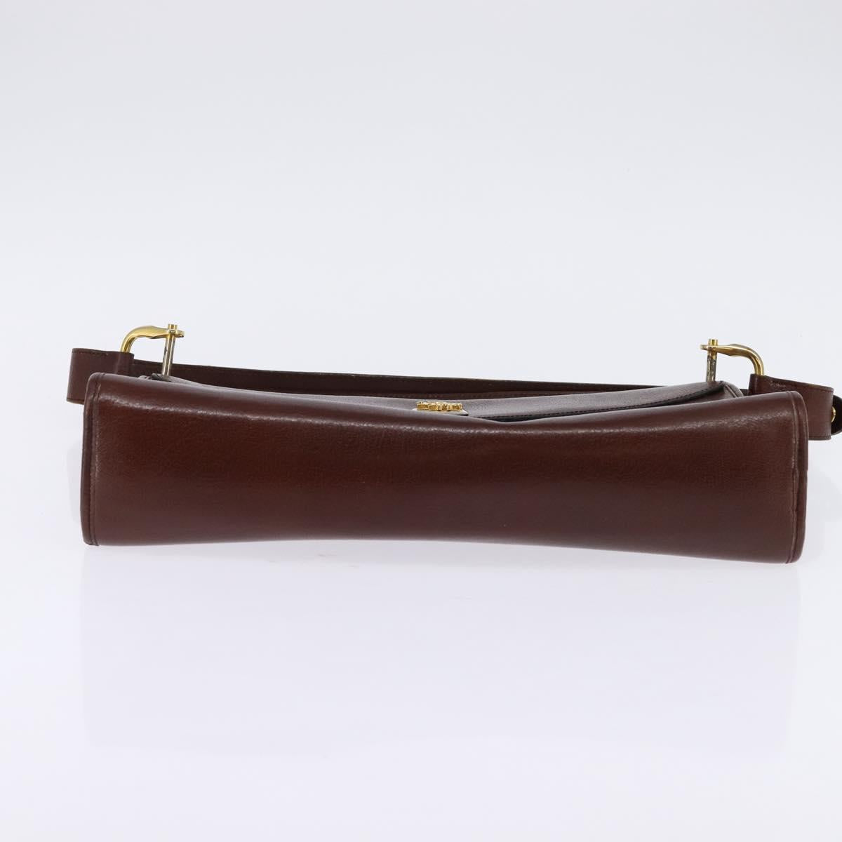 Christian Dior Shoulder Bag Leather Brown Gold Auth bs30166