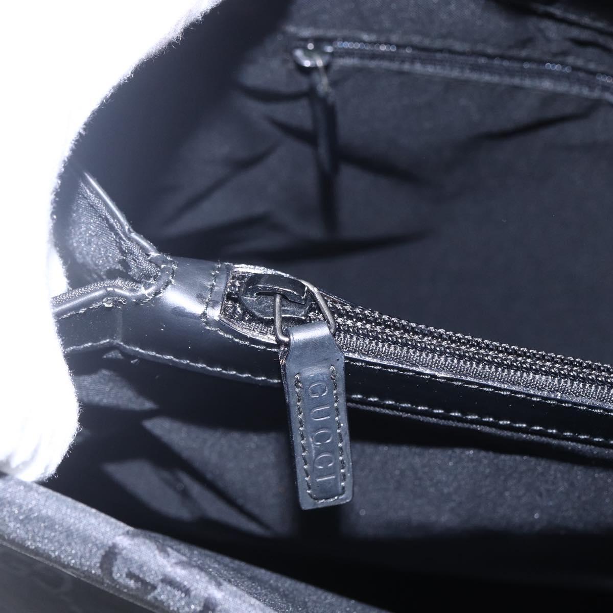 GUCCI GG Canvas Bamboo Hand Bag Nylon Black Silver 002 1015 Auth bs30178