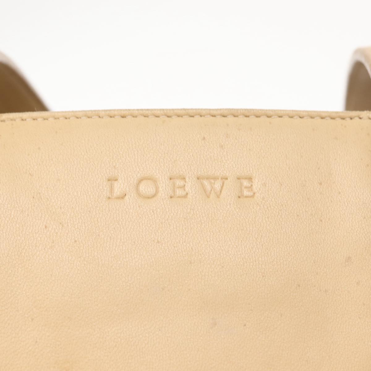 LOEWE Tote Bag Nappa leather Beige Gold Auth bs30179