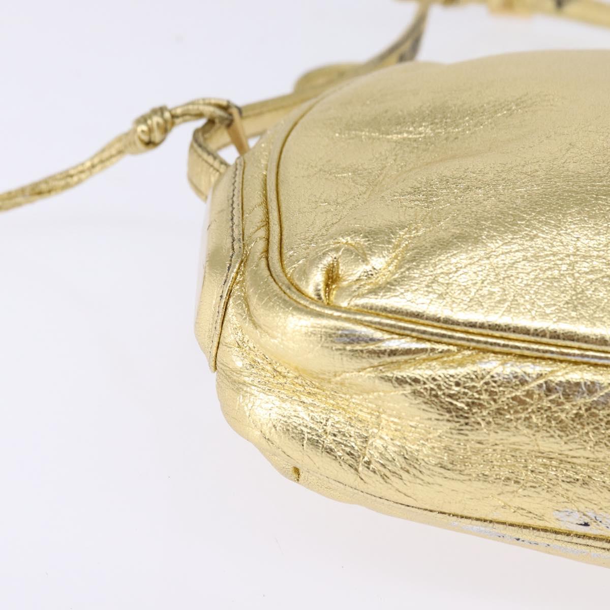 LOEWE Anagram Shoulder Bag Leather Gold Auth bs30180