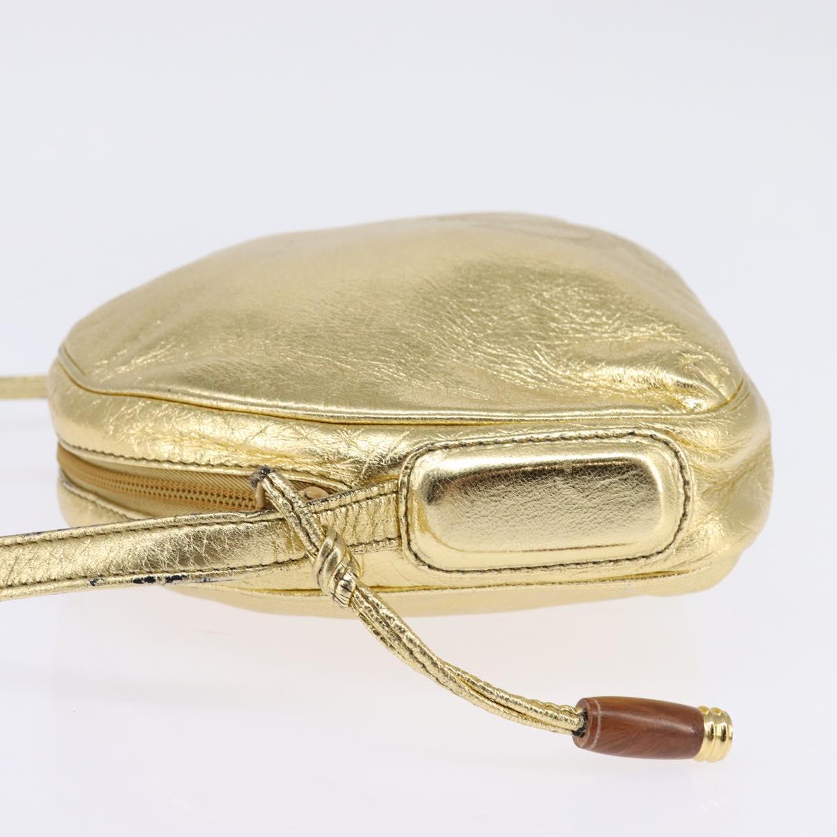 LOEWE Anagram Shoulder Bag Leather Gold Auth bs30180