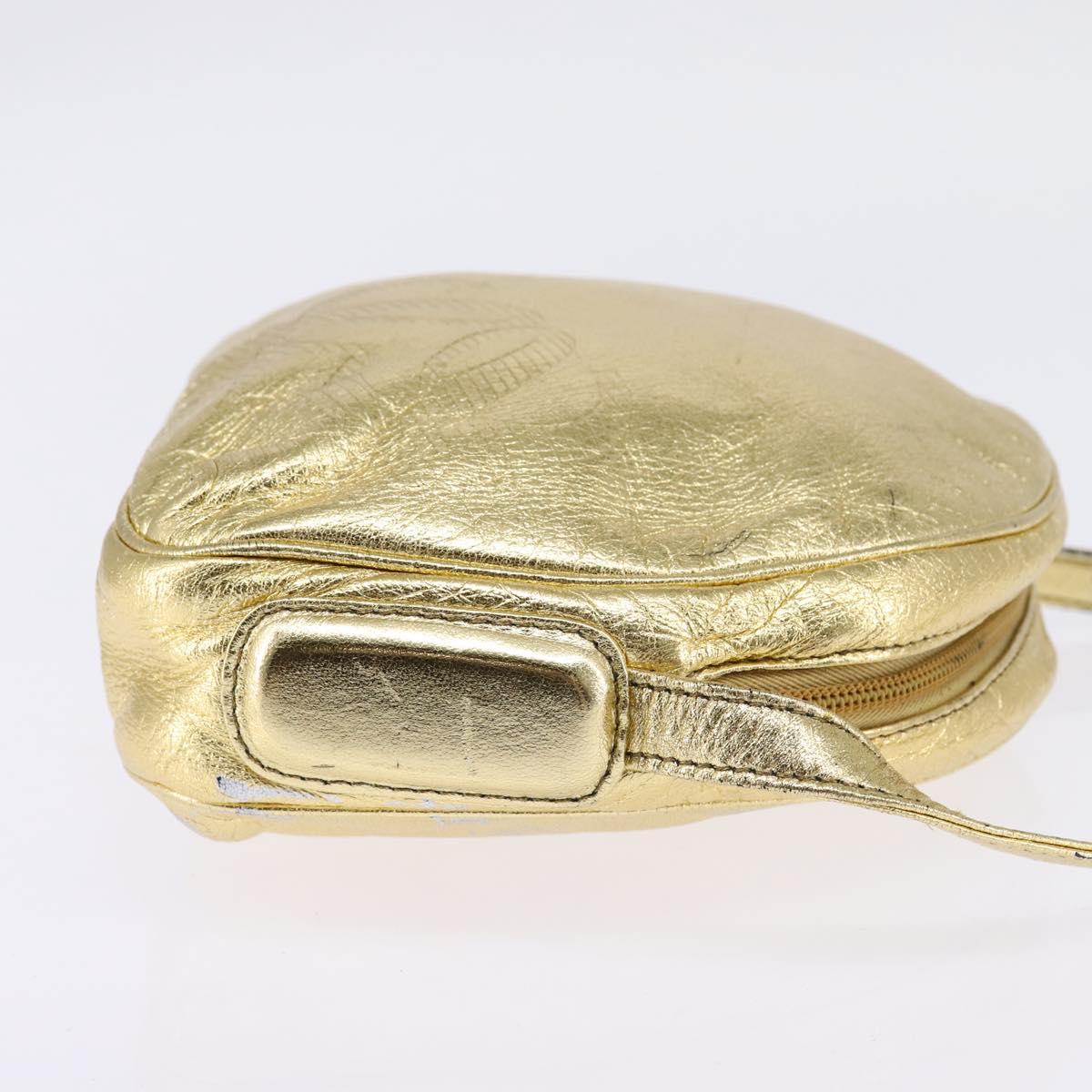 LOEWE Anagram Shoulder Bag Leather Gold Auth bs30180