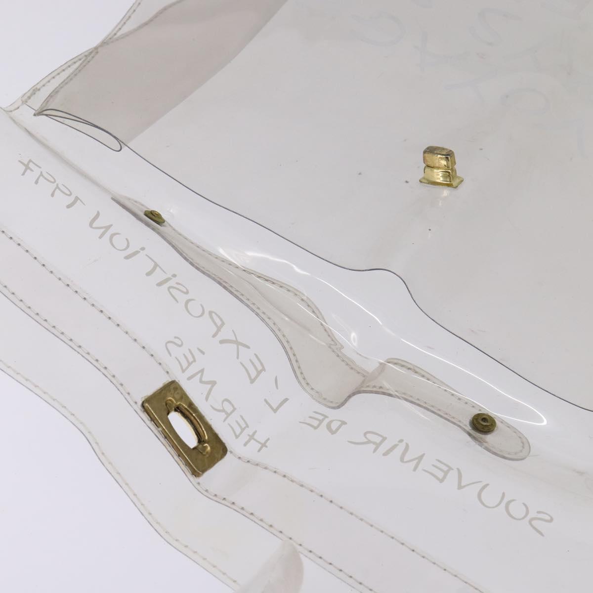 HERMES Vinyl Kelly Hand Bag Vinyl Clear Auth bs30181