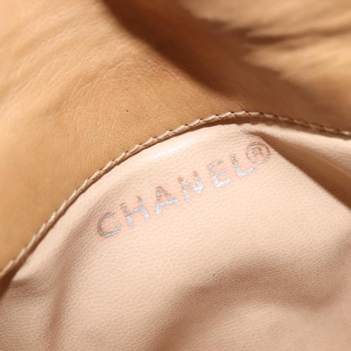 CHANEL Waist Pouch Lamb Skin Beige Gold CC Auth bs30183