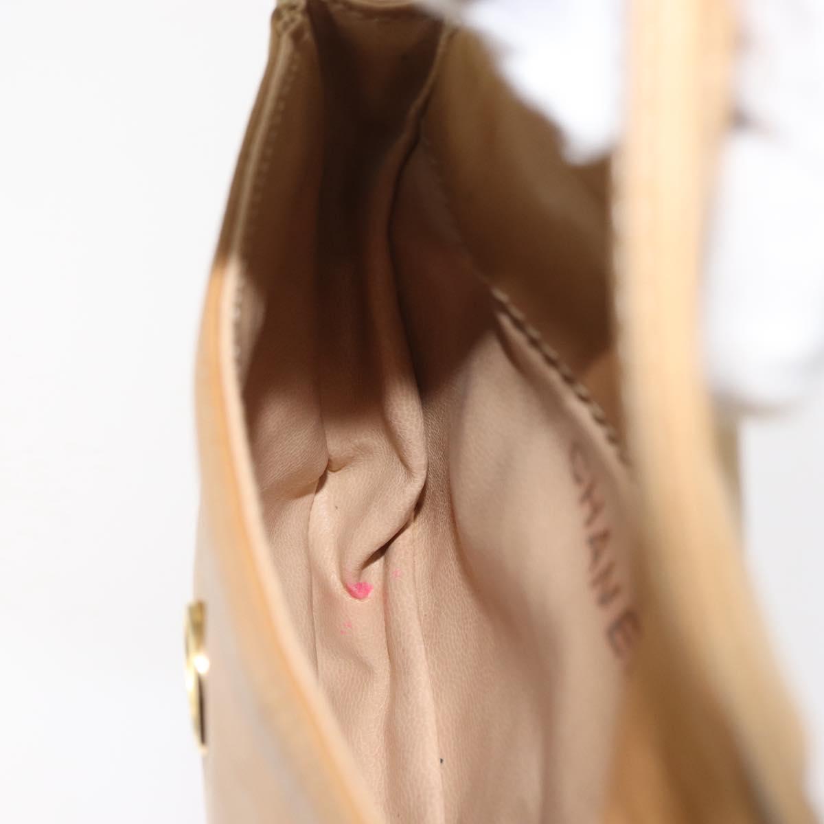 CHANEL Waist Pouch Lamb Skin Beige Gold CC Auth bs30183