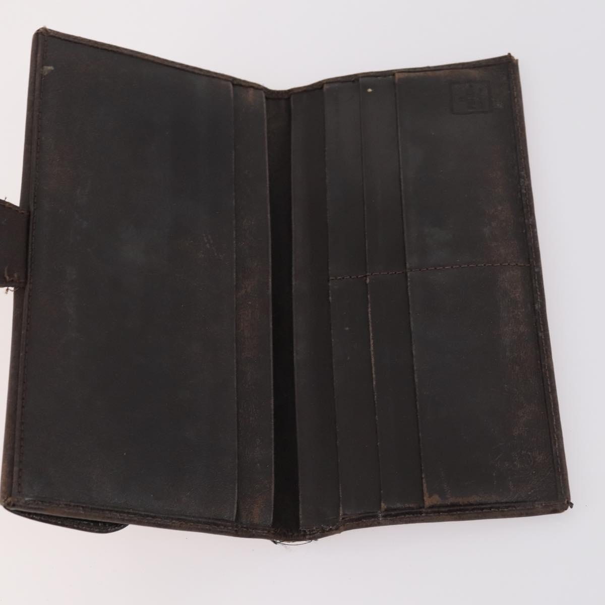 FENDI Zucca Canvas Wallet Leather 7Set Black Brown Auth bs30186