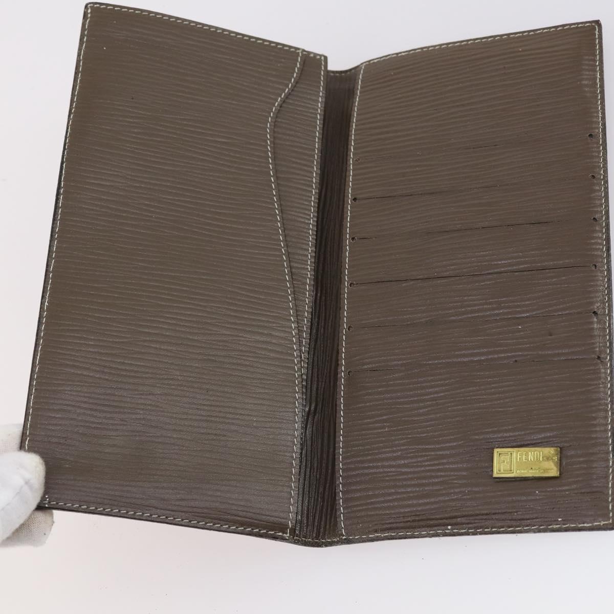 FENDI Zucca Canvas Wallet Leather 7Set Black Brown Auth bs30186