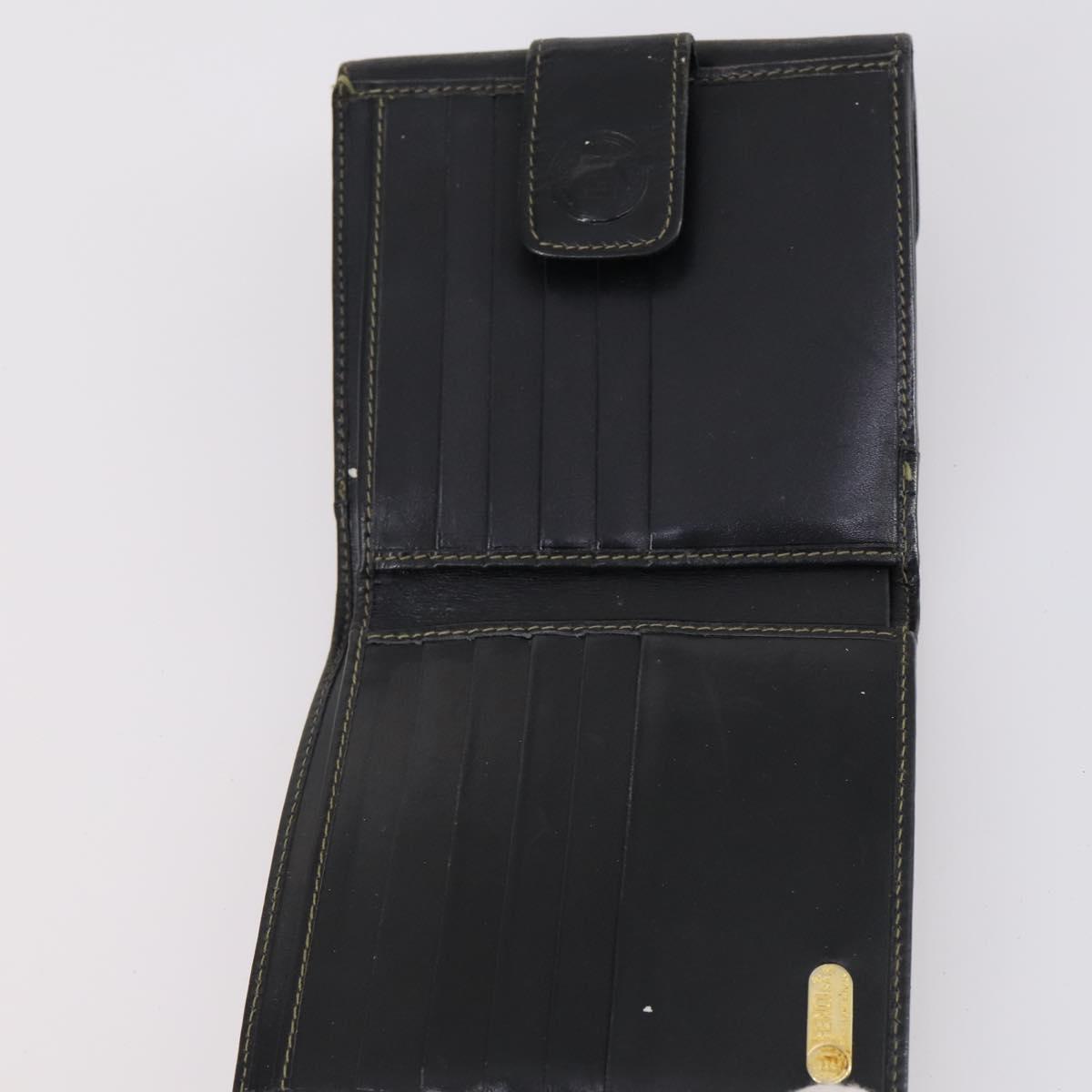 FENDI Zucca Canvas Wallet Leather 7Set Black Brown Auth bs30186