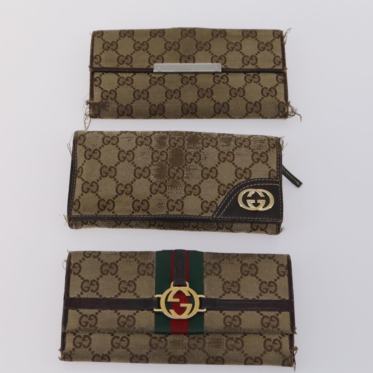 GUCCI GG Canvas Wallet 6Set Beige Gold Auth bs30187
