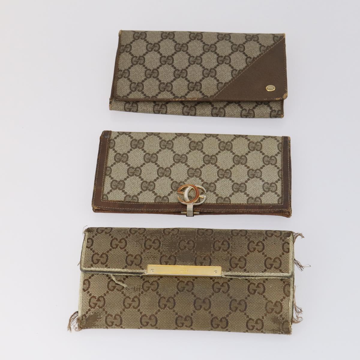 GUCCI GG Canvas Wallet 6Set Beige Gold Auth bs30187