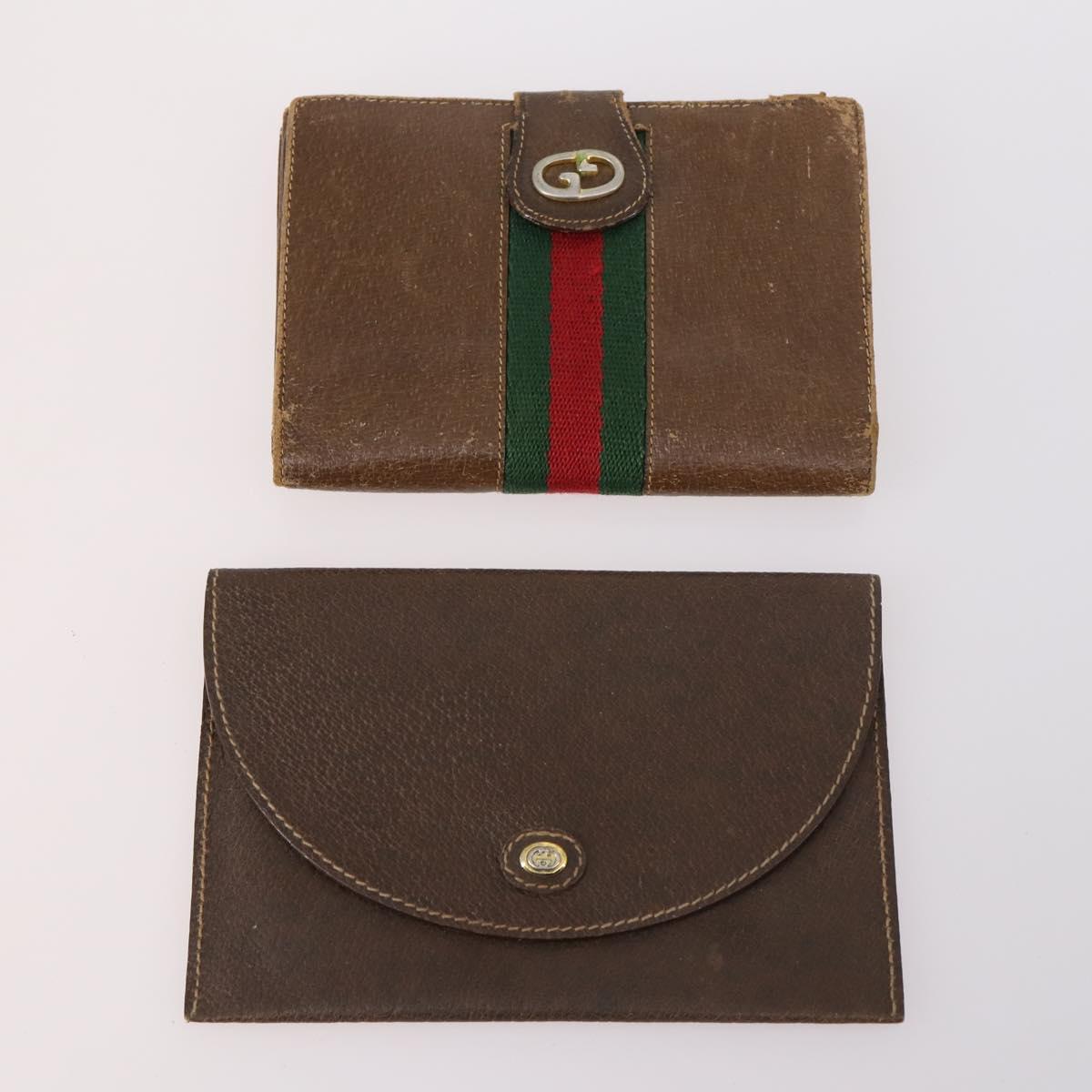 GUCCI Wallet Leather 7Set Black Brown Auth bs30188