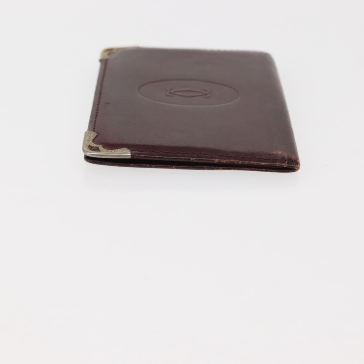 CARTIER Must Line Key Case Wallet Leather 8Set Bordeaux Black Auth bs30193