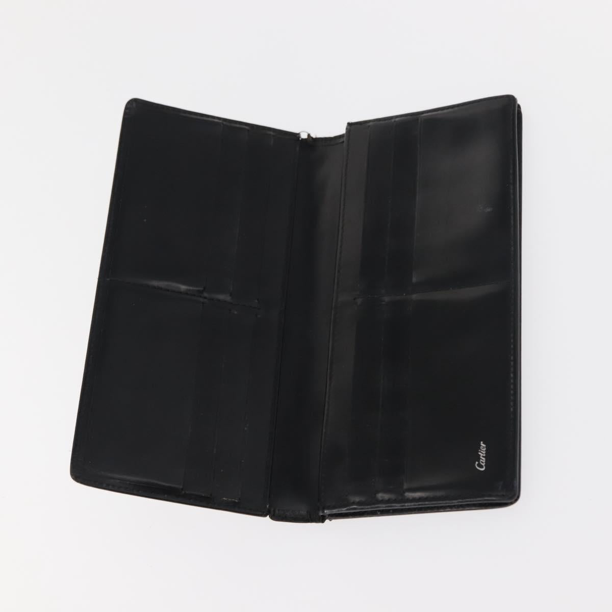 CARTIER Must Line Key Case Wallet Leather 8Set Bordeaux Black Auth bs30193