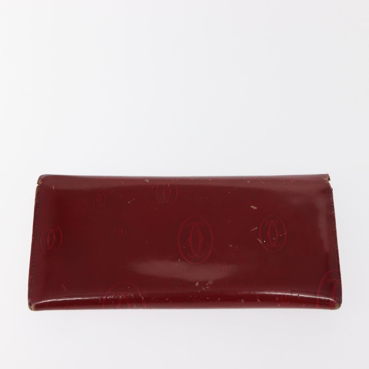 CARTIER Must Line Key Case Wallet Leather 8Set Bordeaux Black Auth bs30193