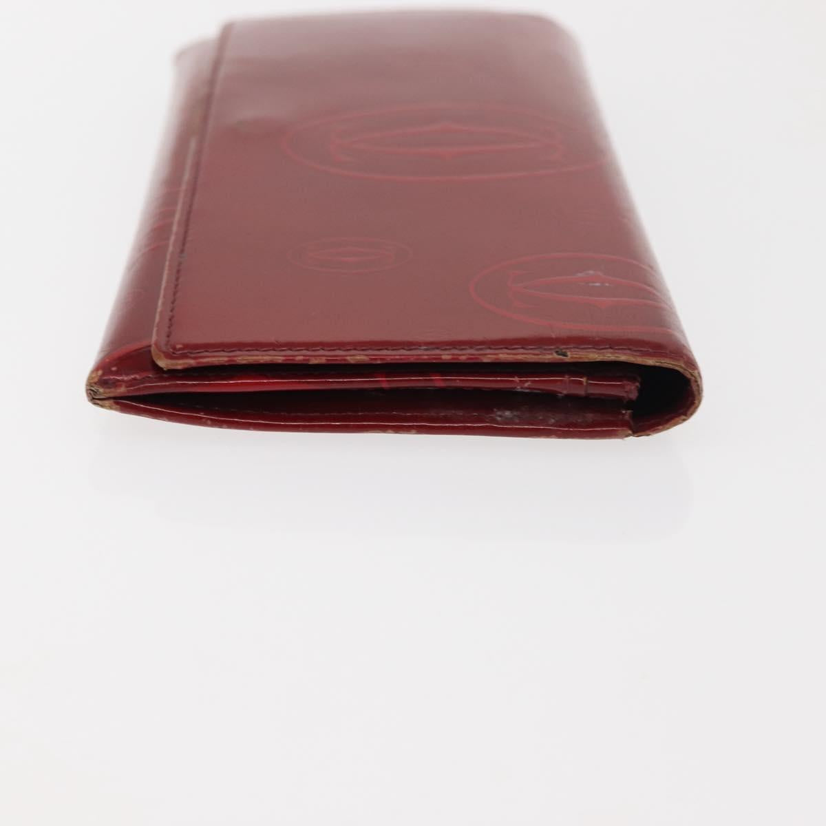 CARTIER Must Line Key Case Wallet Leather 8Set Bordeaux Black Auth bs30193