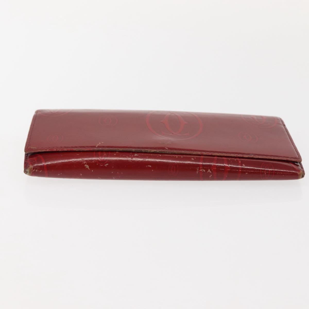 CARTIER Must Line Key Case Wallet Leather 8Set Bordeaux Black Auth bs30193