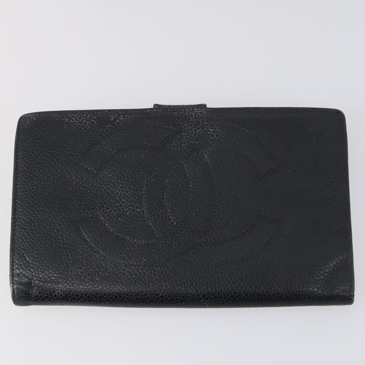 CHANEL Wallet Enamel Leather 3Set Black Red CC Auth bs30195