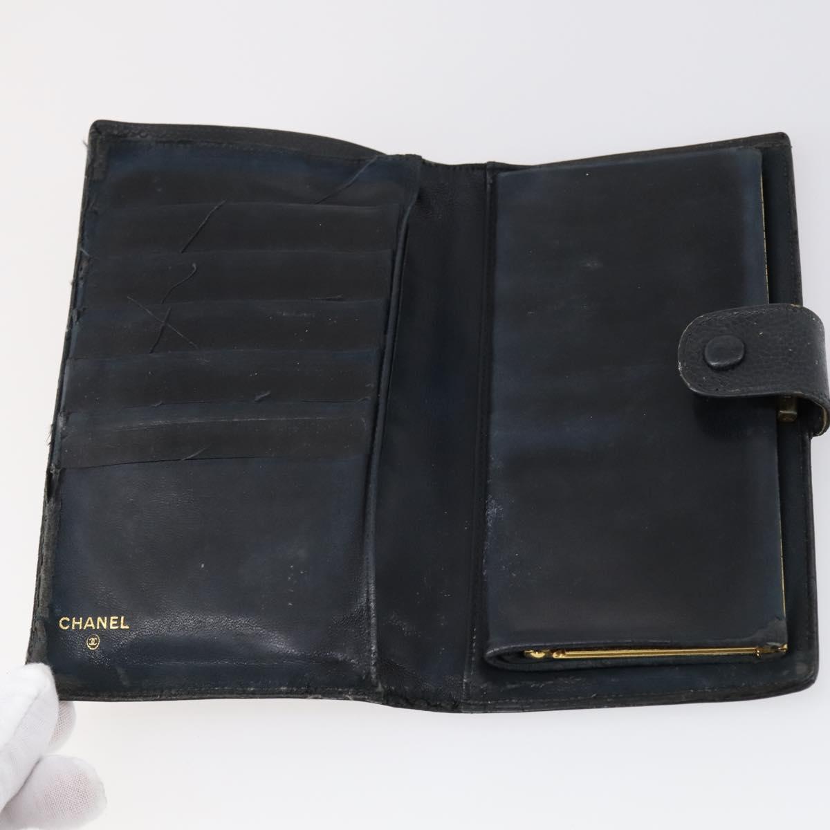 CHANEL Wallet Enamel Leather 3Set Black Red CC Auth bs30195