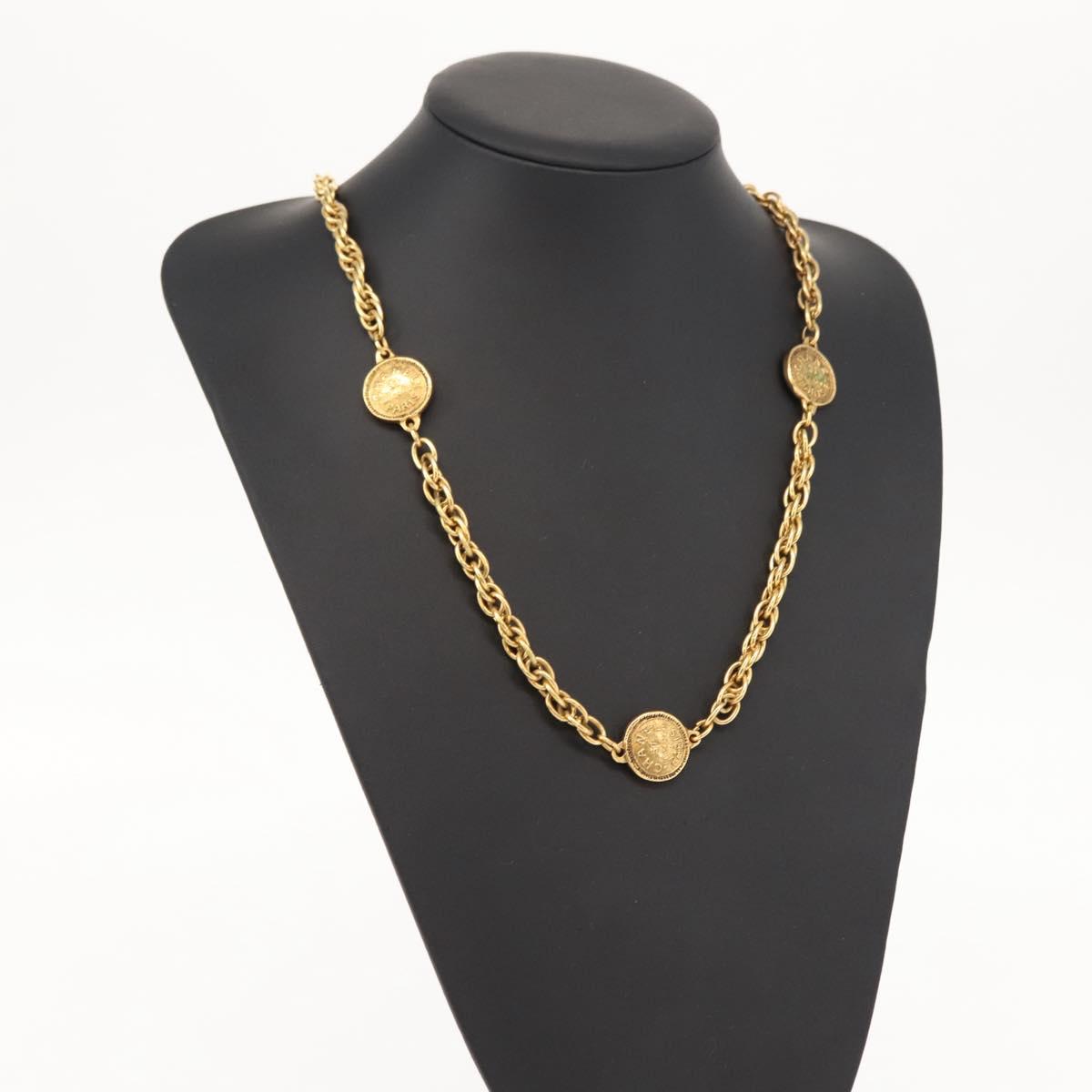 CHANEL 31RUE CAMBON Coin Necklace metal Gold CC Auth bs30205