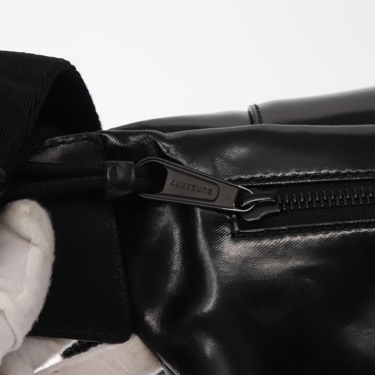 BURBERRY Body Bag Coated Canvas Black Silver Auth bs30206