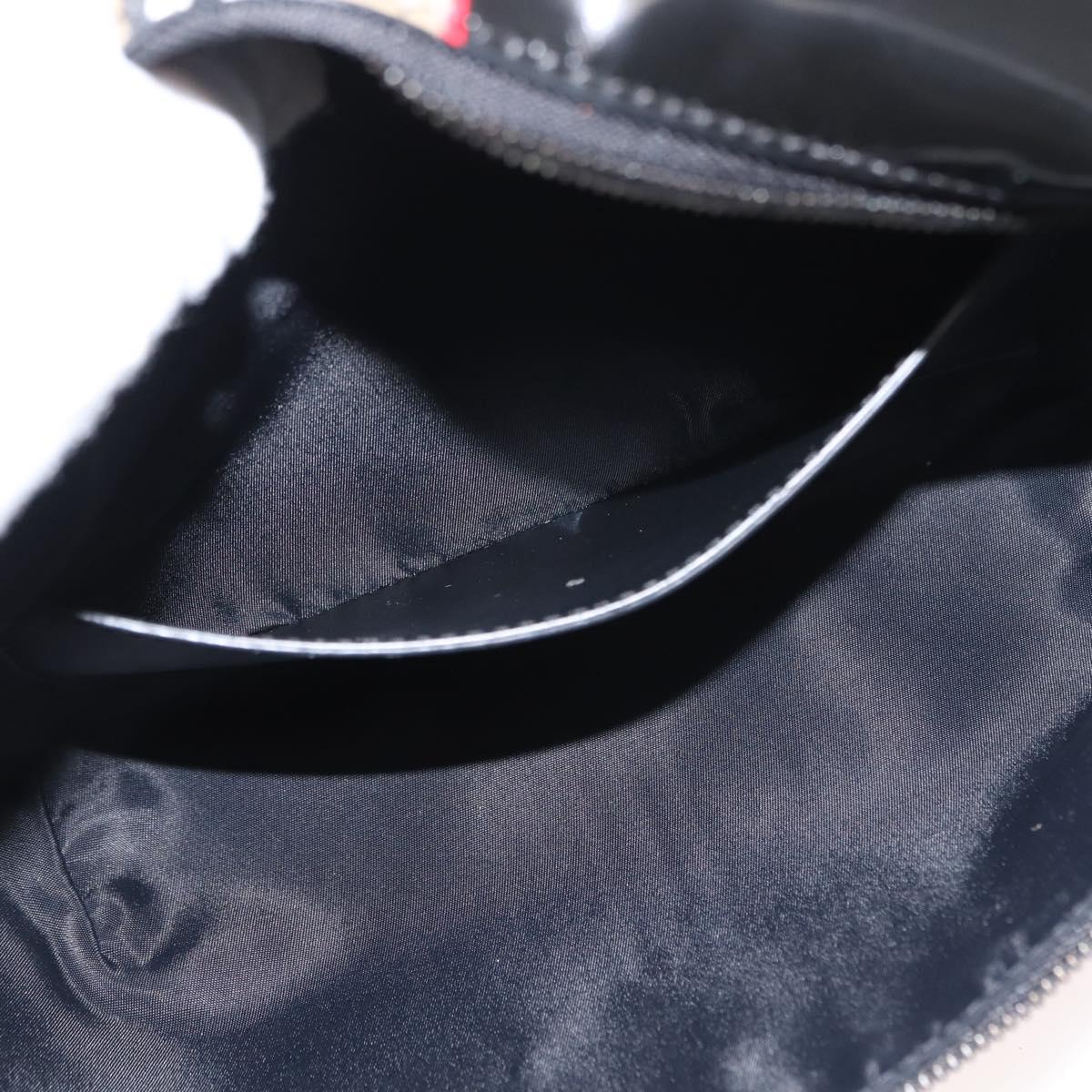 BURBERRY Body Bag Coated Canvas Black Silver Auth bs30206