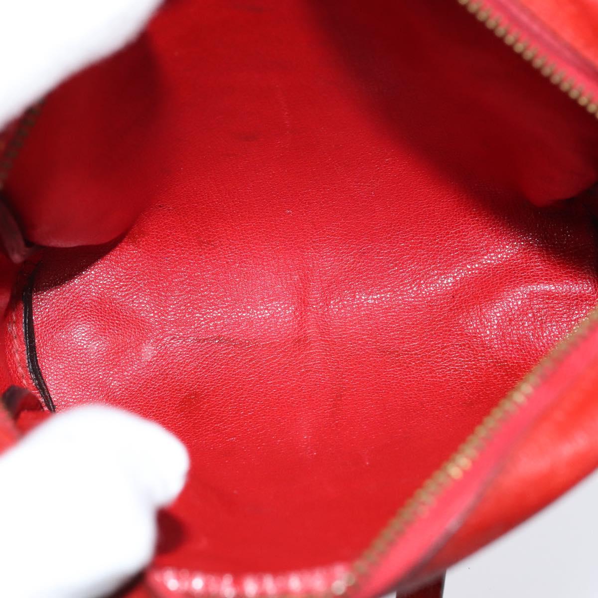 HERMES Jockey Shoulder Bag Leather Red Gold Auth bs30207