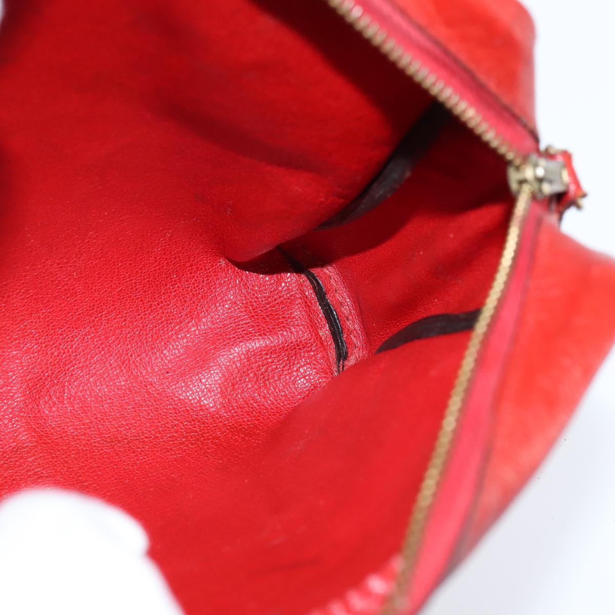 HERMES Jockey Shoulder Bag Leather Red Gold Auth bs30207