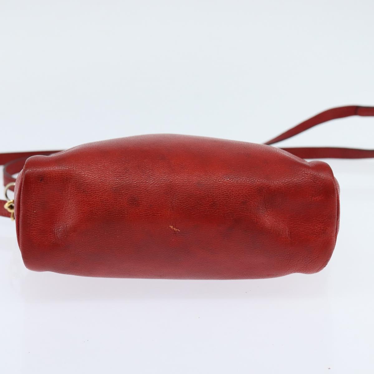 HERMES Jockey Shoulder Bag Leather Red Gold Auth bs30207