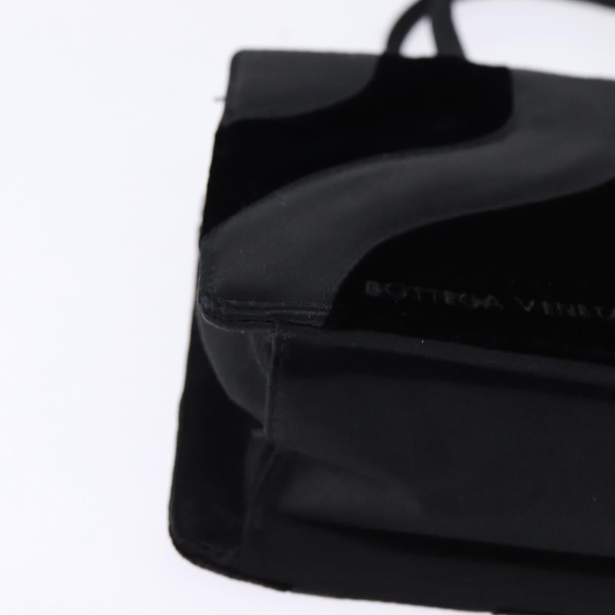 BOTTEGA VENETA Hand Bag Velor Satin Black Auth bs30208
