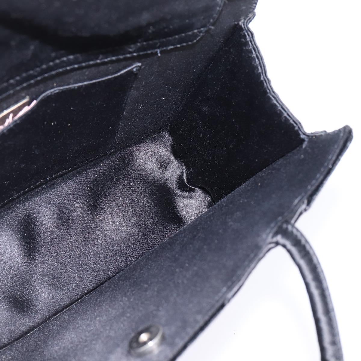 BOTTEGA VENETA Hand Bag Velor Satin Black Auth bs30208