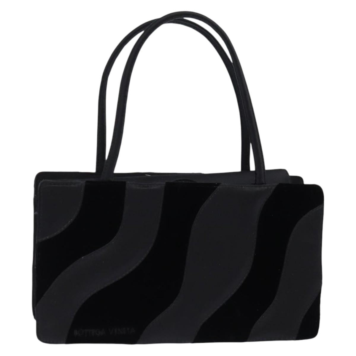 BOTTEGA VENETA Hand Bag Velor Satin Black Auth bs30208