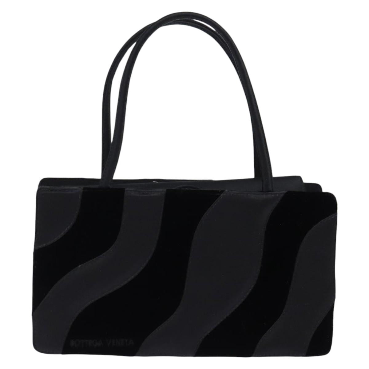 BOTTEGA VENETA Hand Bag Velor Satin Black Auth bs30208