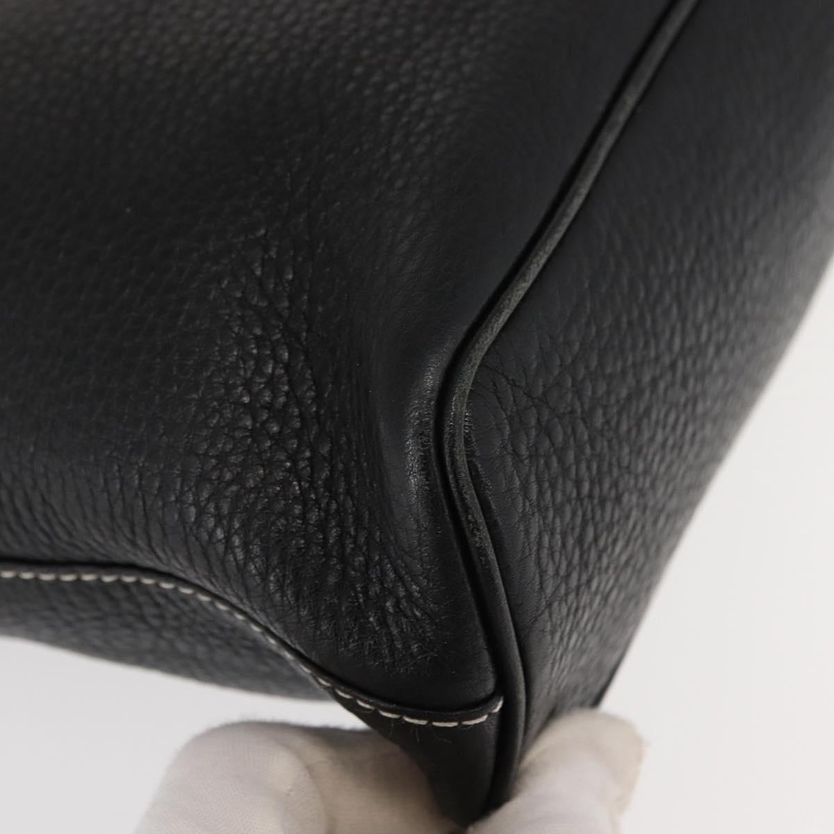 Burberrys Nova Check Tote Bag Leather Black Gold Auth bs30209