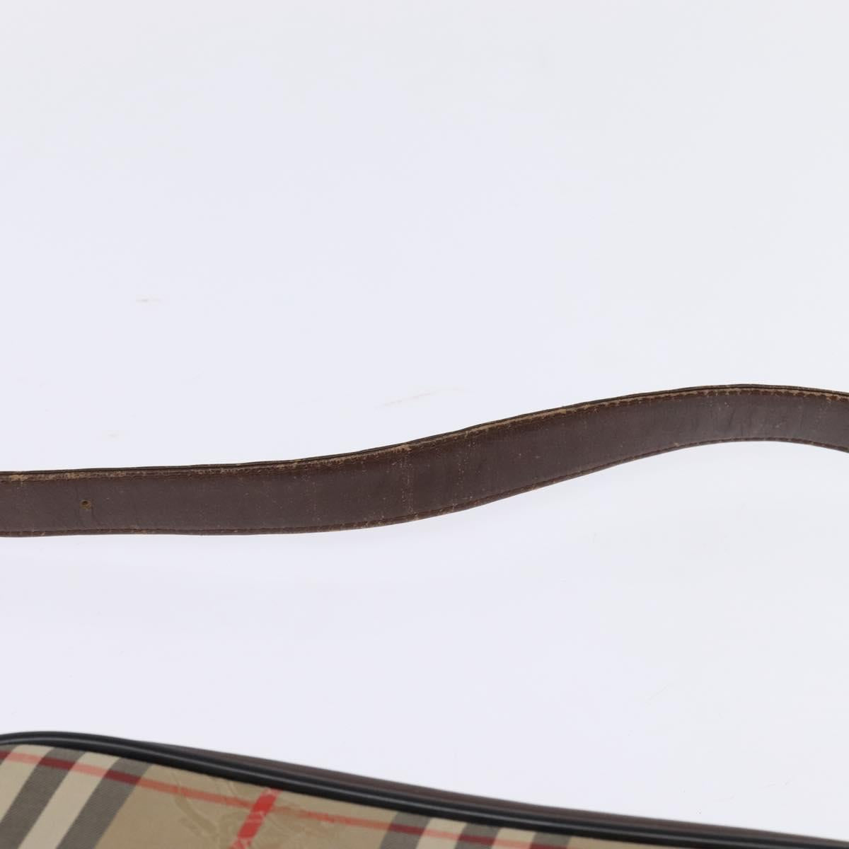 Burberrys Nova Check Shoulder Bag Leather Beige Gold Auth bs30210