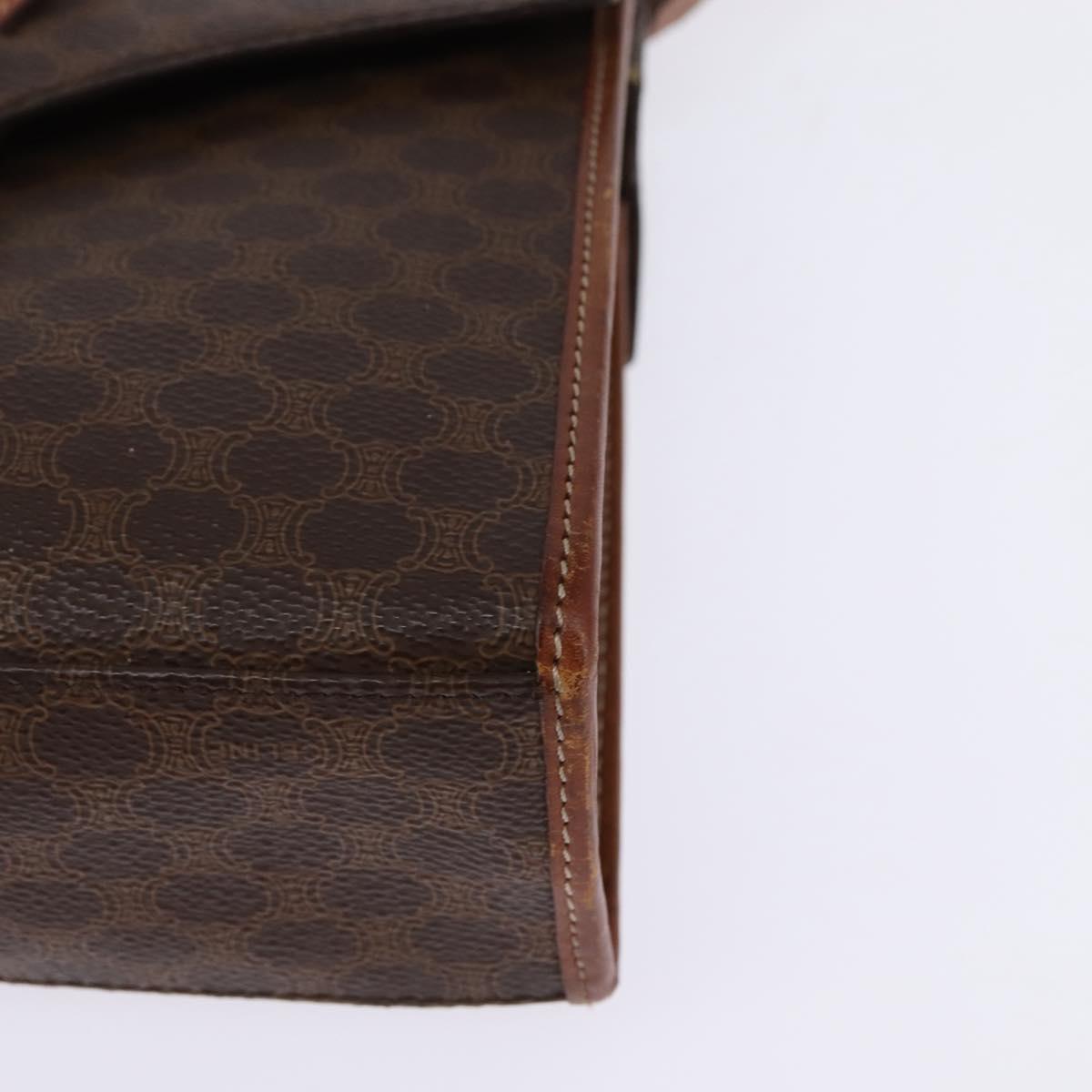 CELINE Macadam Canvas Shoulder Bag PVC Leather 2way Brown Gold Auth bs30213