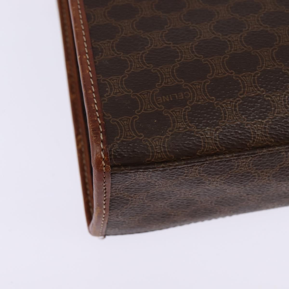 CELINE Macadam Canvas Shoulder Bag PVC Leather 2way Brown Gold Auth bs30213