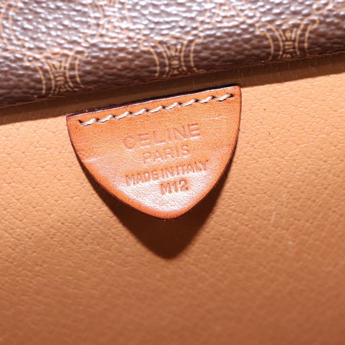 CELINE Macadam Canvas Shoulder Bag PVC Leather 2way Brown Gold Auth bs30213