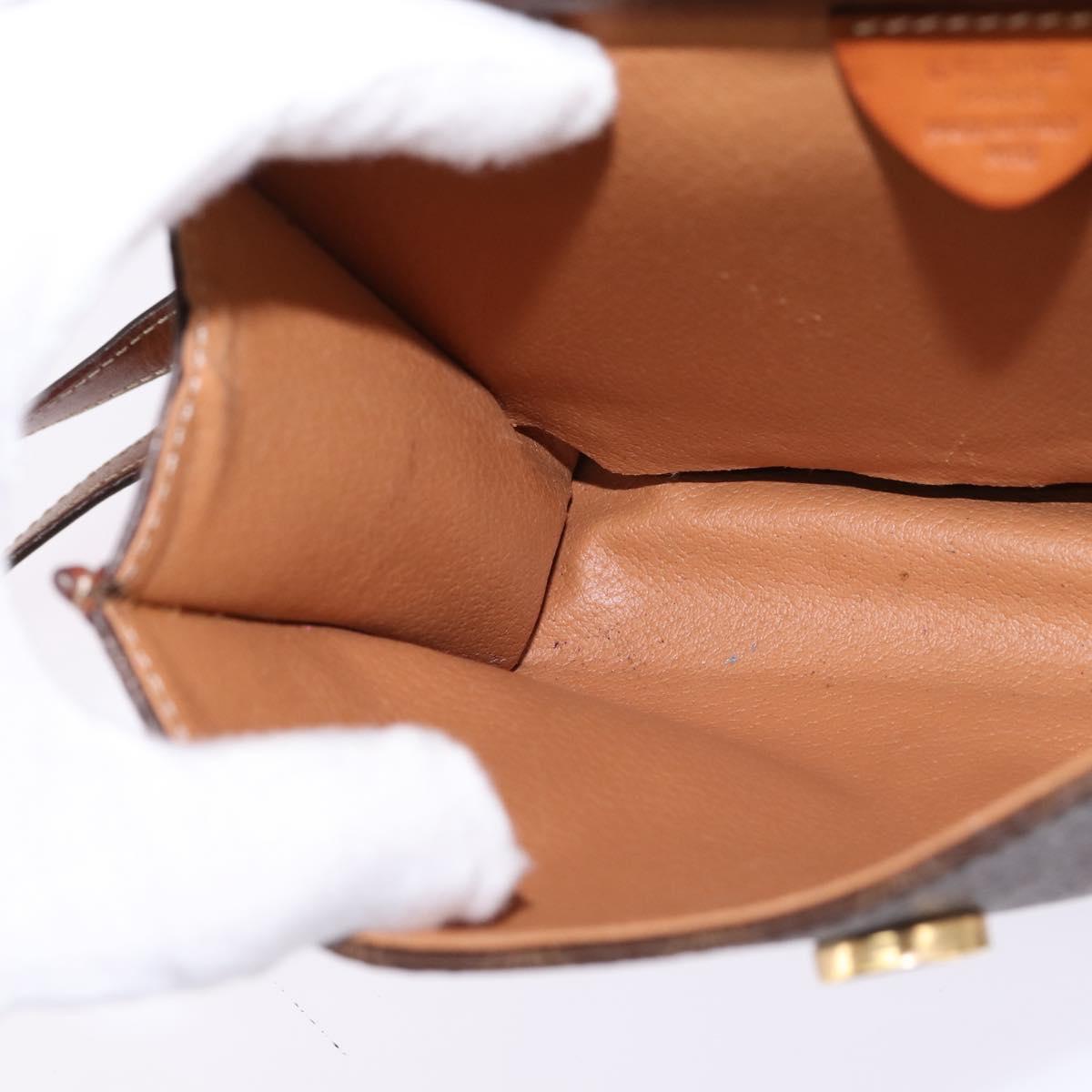 CELINE Macadam Canvas Shoulder Bag PVC Leather 2way Brown Gold Auth bs30213