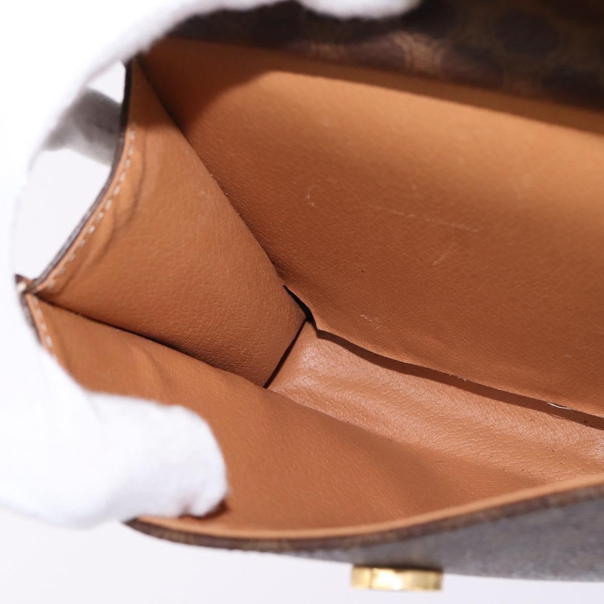 CELINE Macadam Canvas Shoulder Bag PVC Leather 2way Brown Gold Auth bs30213