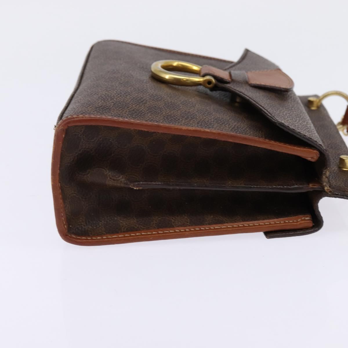 CELINE Macadam Canvas Shoulder Bag PVC Leather 2way Brown Gold Auth bs30213