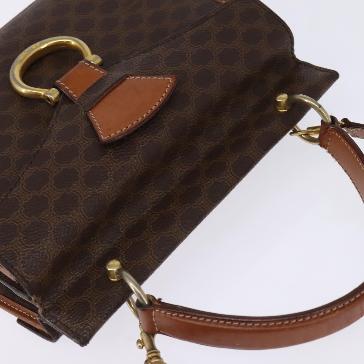 CELINE Macadam Canvas Shoulder Bag PVC Leather 2way Brown Gold Auth bs30213