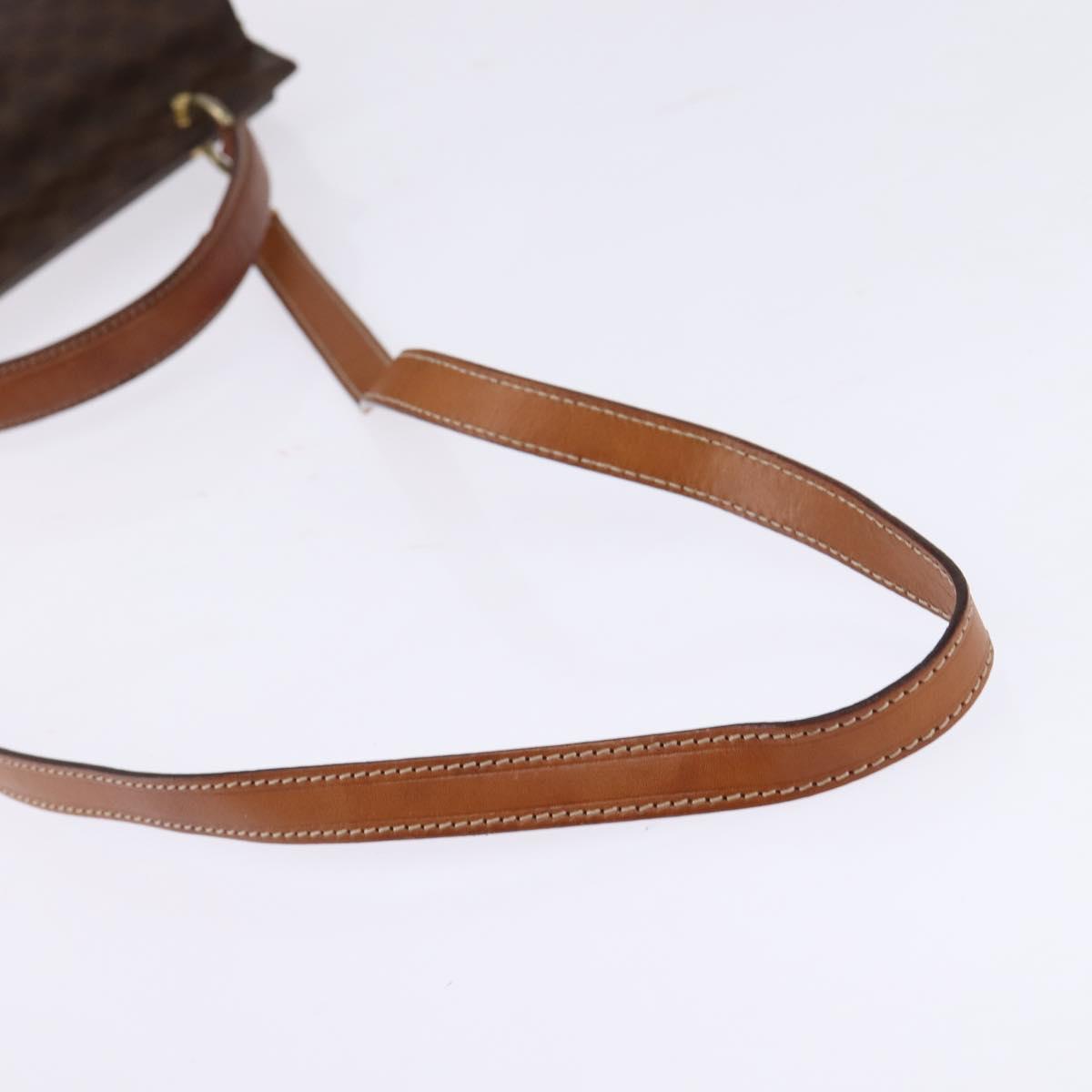 CELINE Macadam Canvas Shoulder Bag PVC Leather 2way Brown Gold Auth bs30213