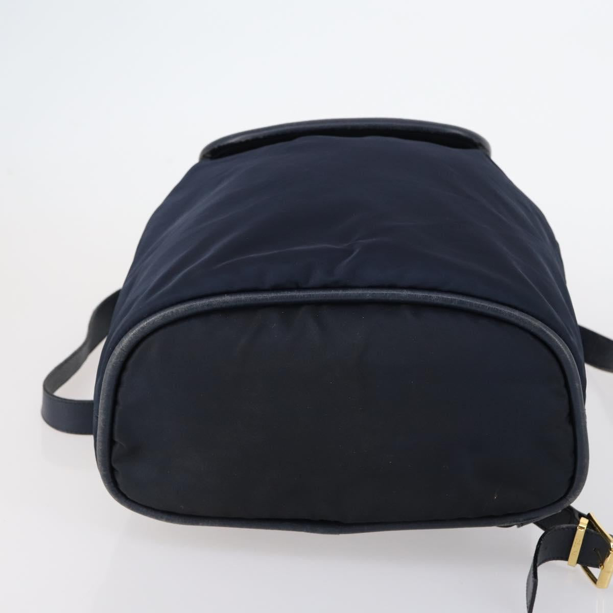 CELINE Circle Backpack Nylon Navy Gold Auth bs30214
