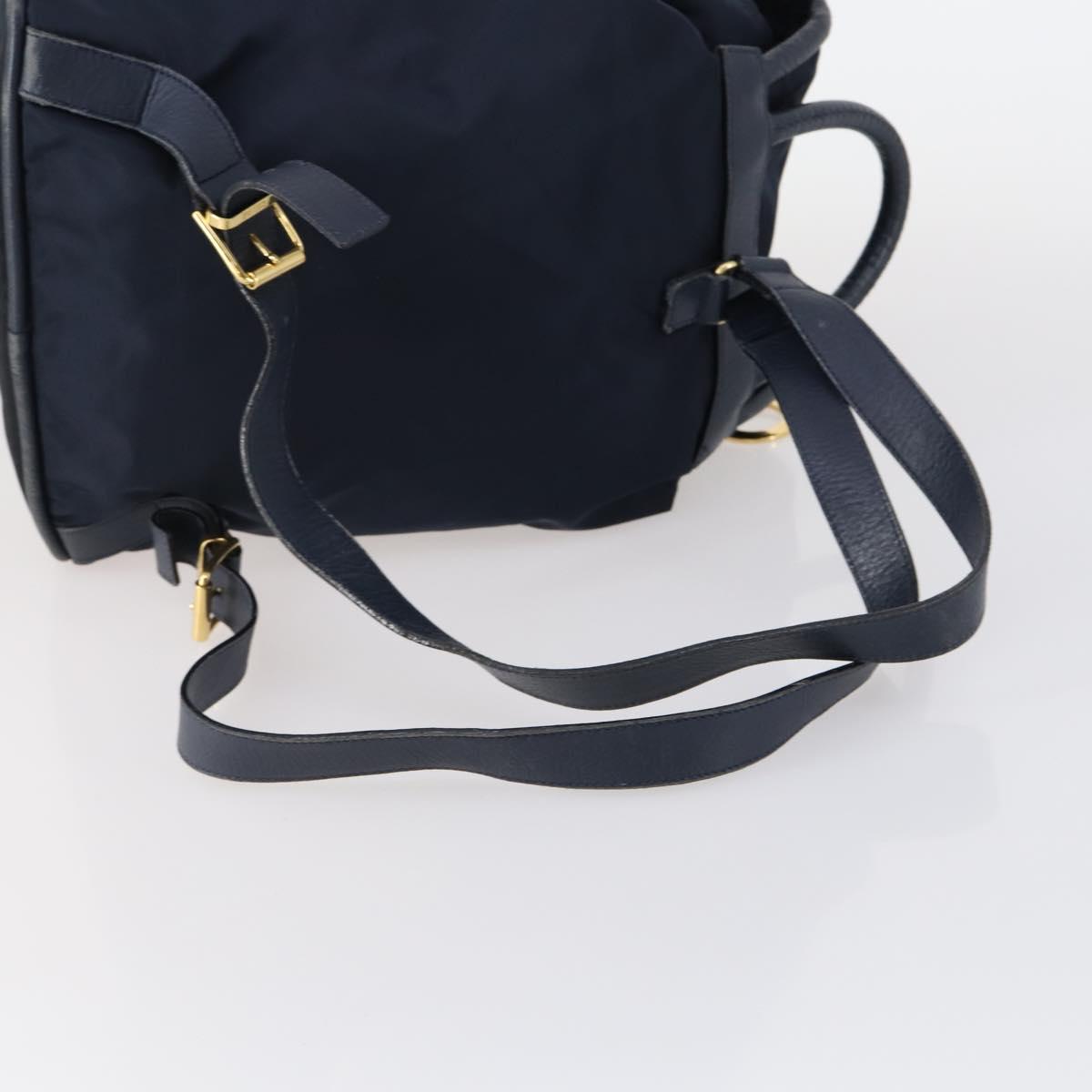CELINE Circle Backpack Nylon Navy Gold Auth bs30214