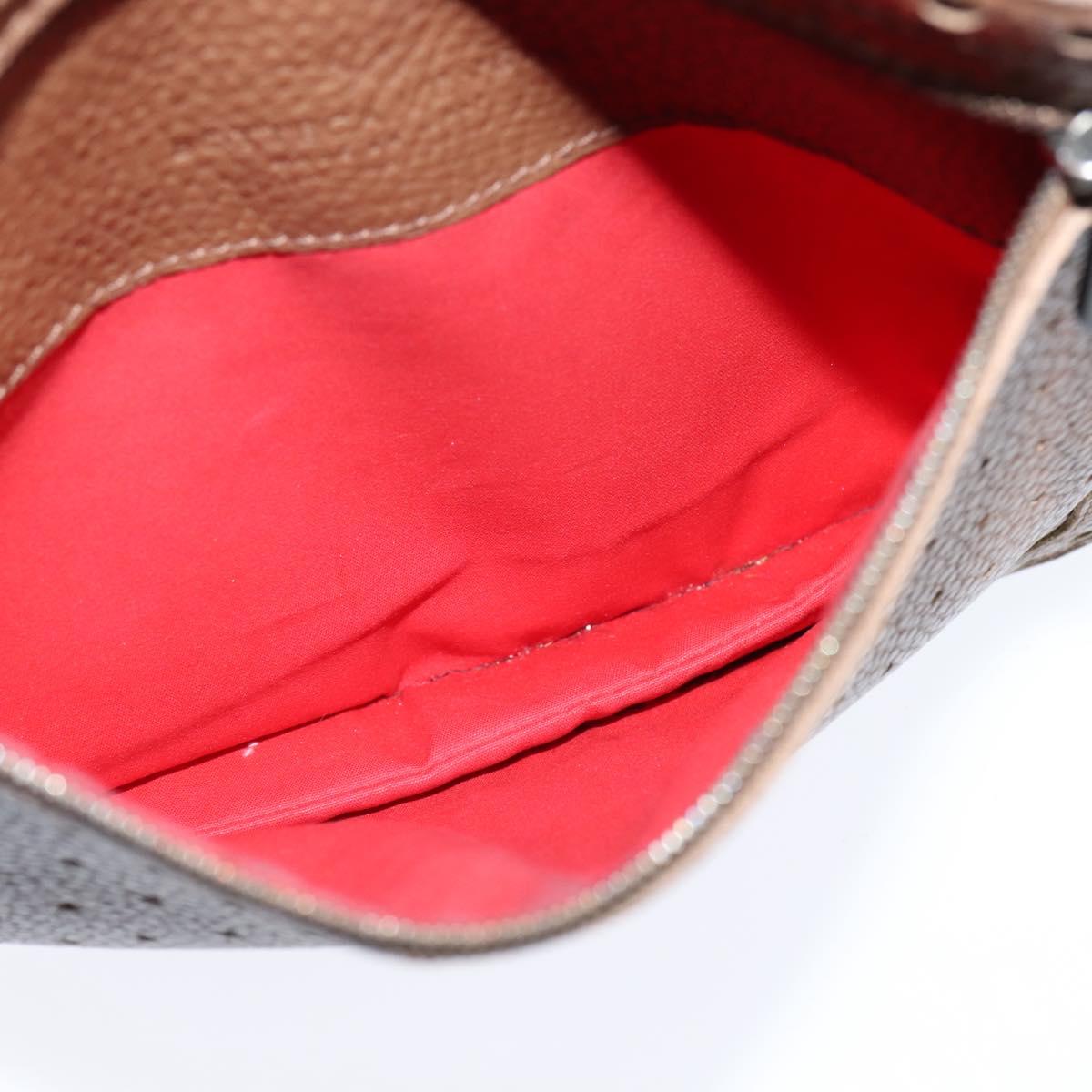 BOTTEGA VENETA Shoulder Bag Punching leather Brown Gold Auth bs30220