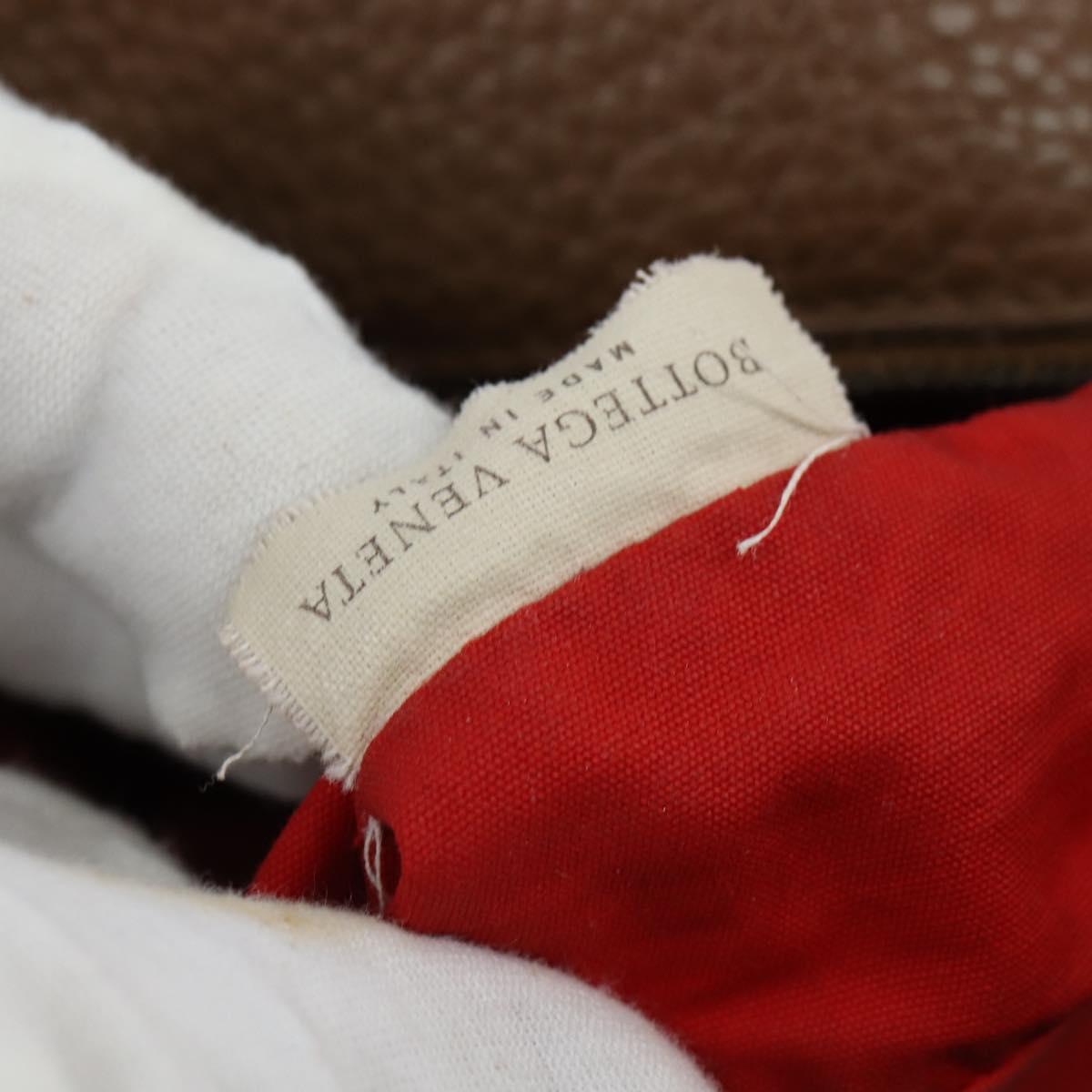 BOTTEGA VENETA Shoulder Bag Punching leather Brown Gold Auth bs30220